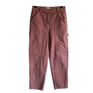 Aritzia Wilfred Free Cargo Straight Leg Pants Mauve Pink Cotton Blend Size 6